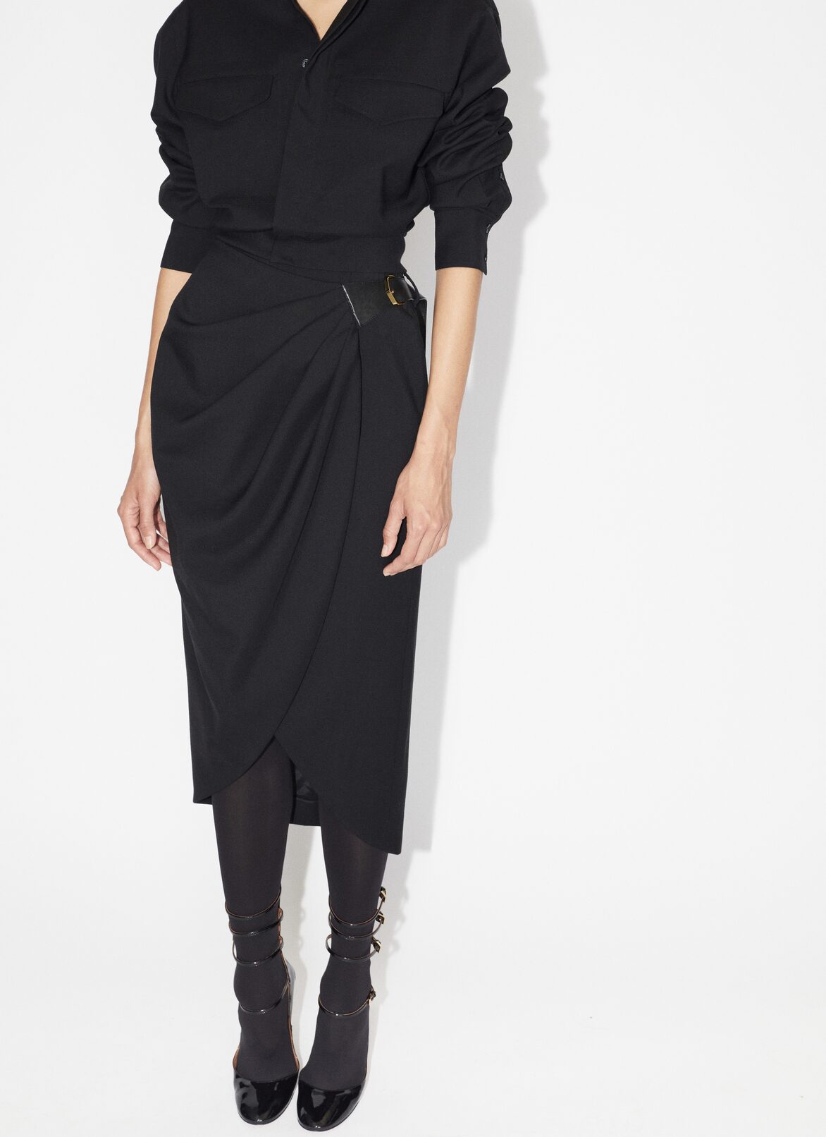 Midi-Wickelrock ALAÏA SCHWARZ MIDI-WICKELROCK